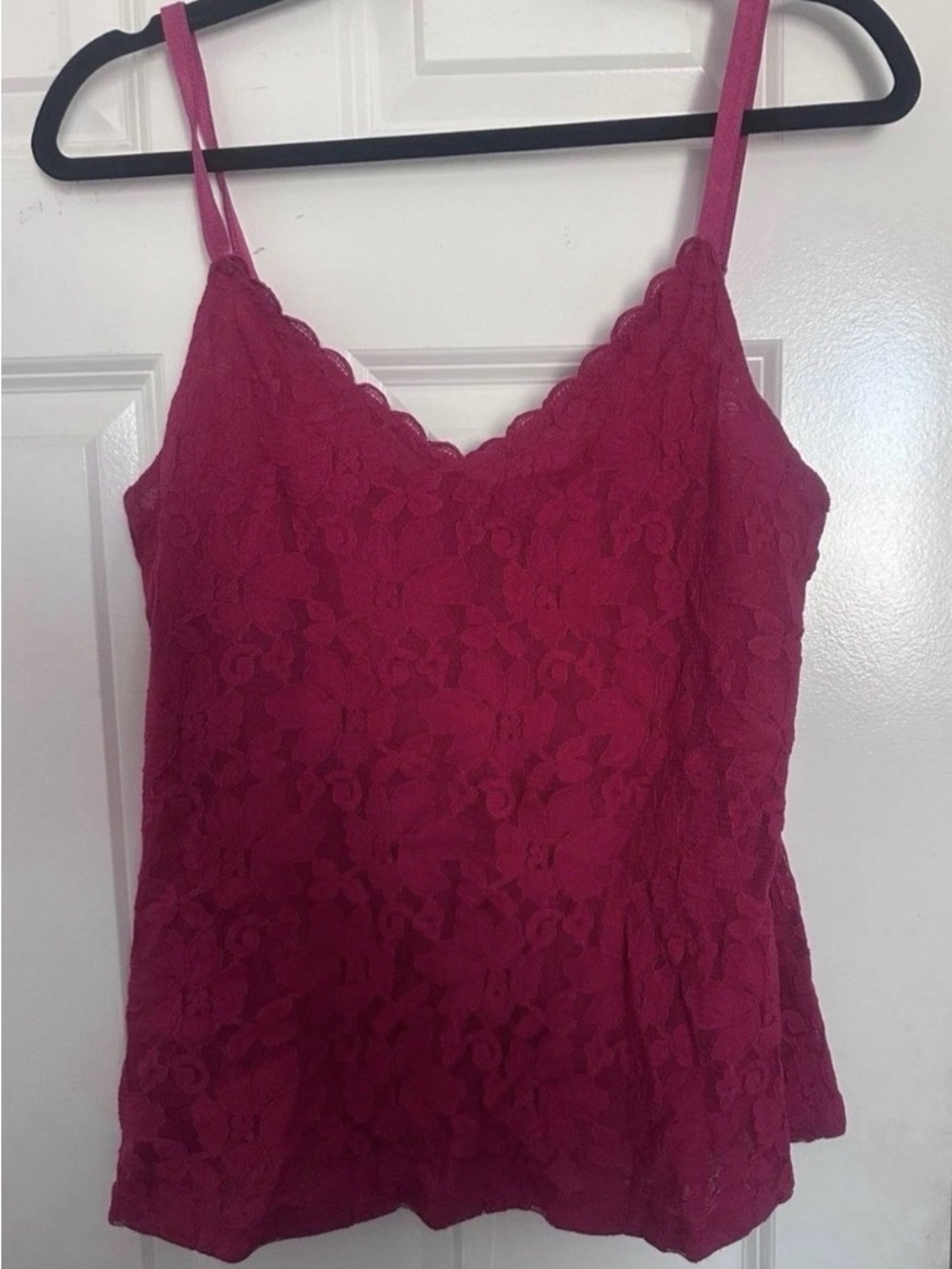 Avenue Pink Lace Camisole Tank Top Adjustable Strap Plus Size 14/16 Nylon